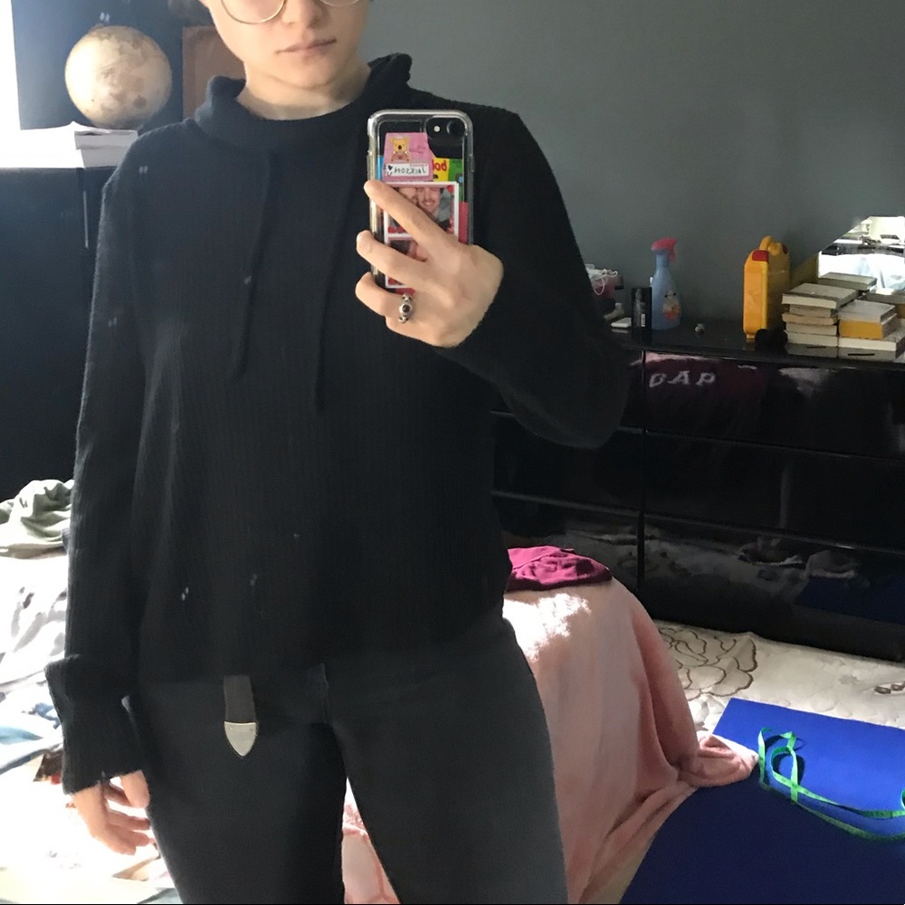 Unique black mock neck / turtle neck sweater